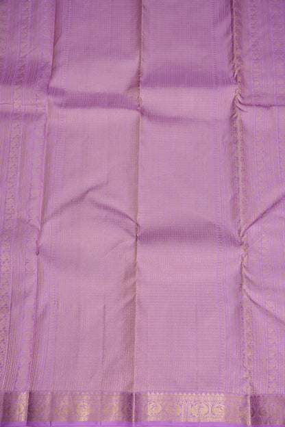 Beige & Lilac Pure Kanchipuram Silk Saree|Silk Mark Certified