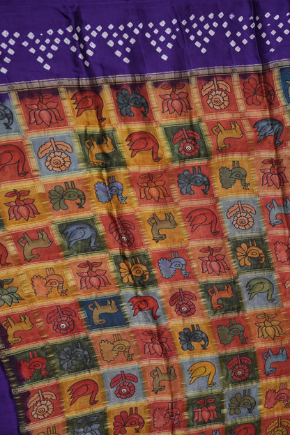 Subarnam's Exclusive Statement Saree – Pure Modal Silk Bandhani Kalamkari Saree