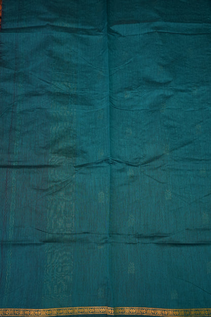 Semi Maheshwari Silk Cotton Saree – Deep Purple & Teal with Zari Buttas