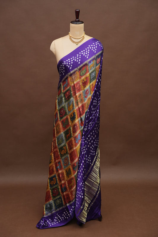 Subarnam's Exclusive Statement Saree – Pure Modal Silk Bandhani Kalamkari Saree