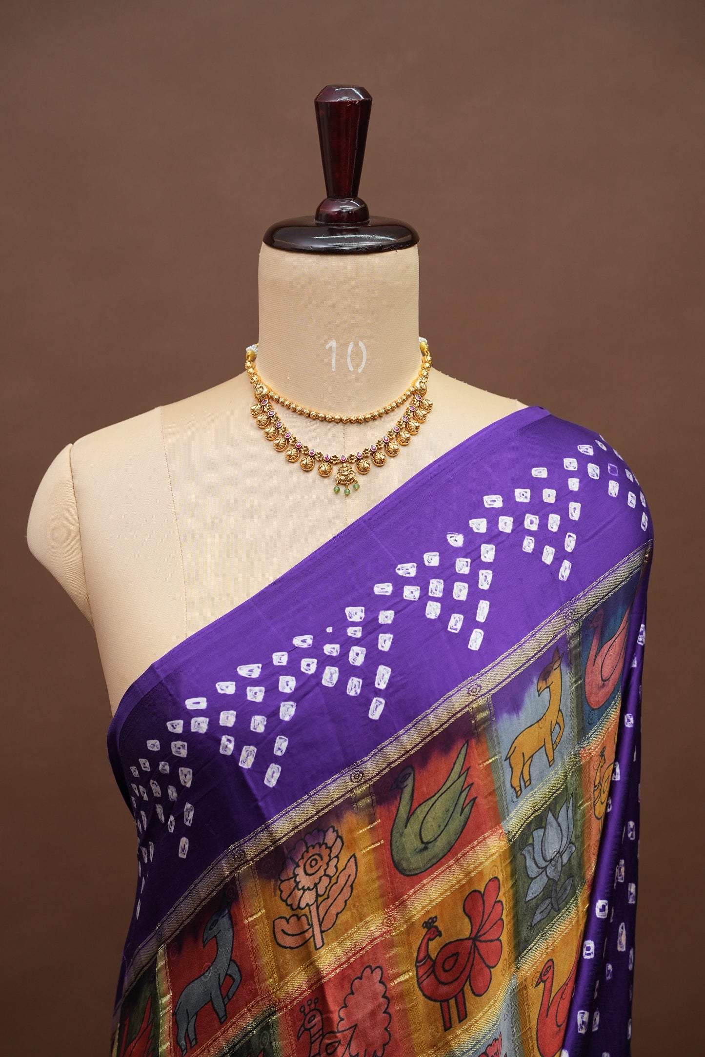 Subarnam's Exclusive Statement Saree – Pure Modal Silk Bandhani Kalamkari Saree