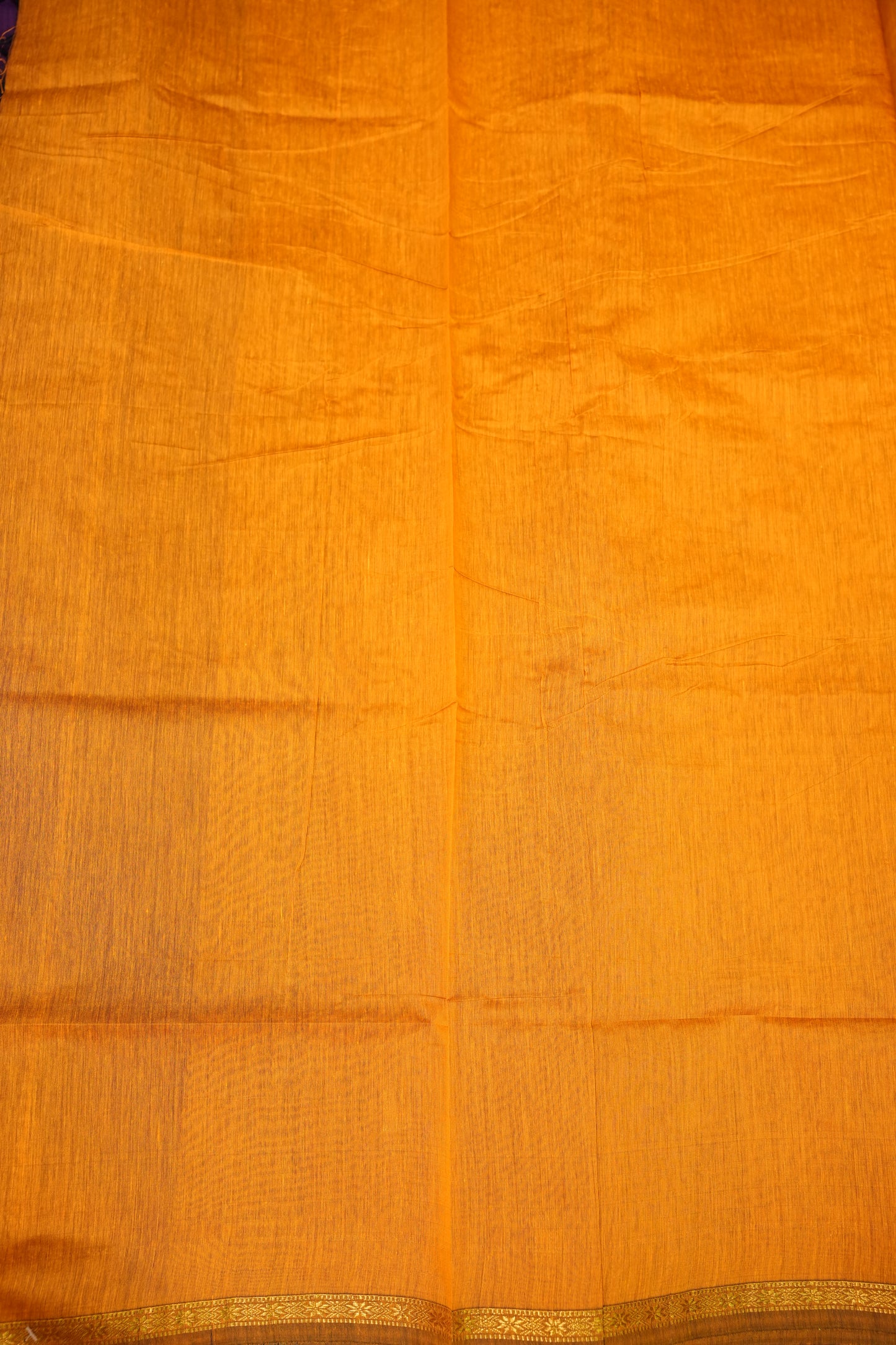 Semi Maheshwari Silk Cotton Saree – Purple & Mustard Yellow with Zari Buttas