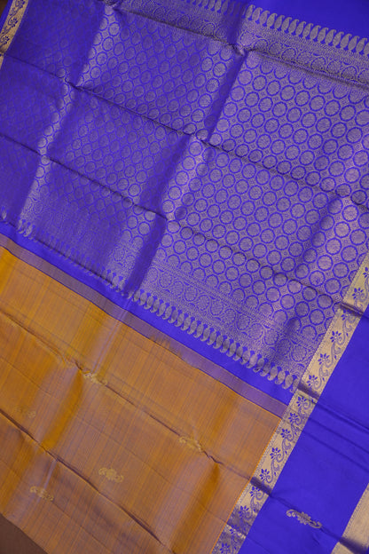 Mustard & Purple Pure Kanchipuram Silk Saree|Silk Mark Certified