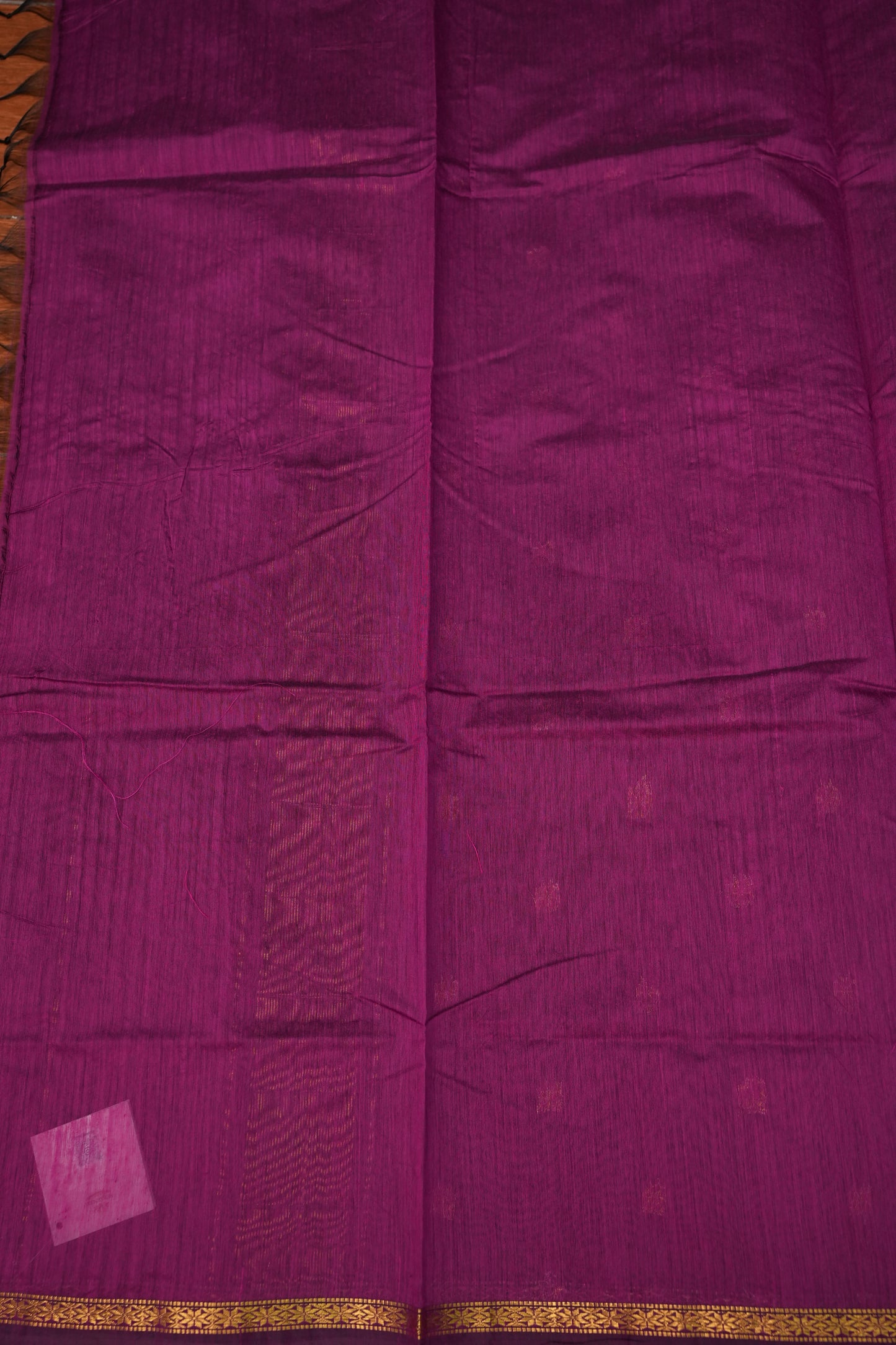 Semi Maheshwari Silk Cotton Saree  – Magenta Purple with Zari Buttas