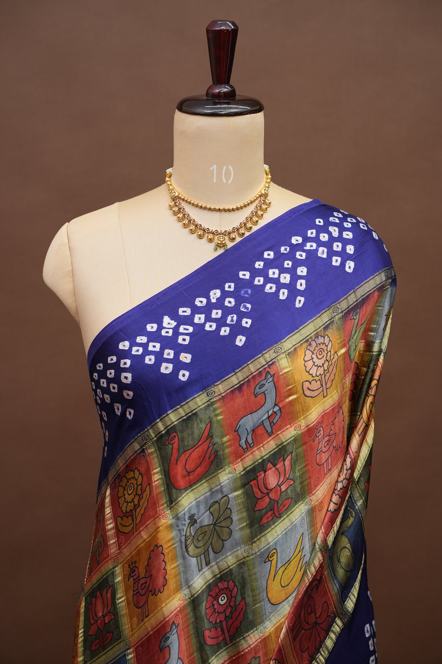 Subarnam's Exclusive Statement Saree – Pure Modal Silk Bandhani Kalamkari Saree