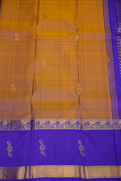 Mustard & Purple Pure Kanchipuram Silk Saree|Silk Mark Certified