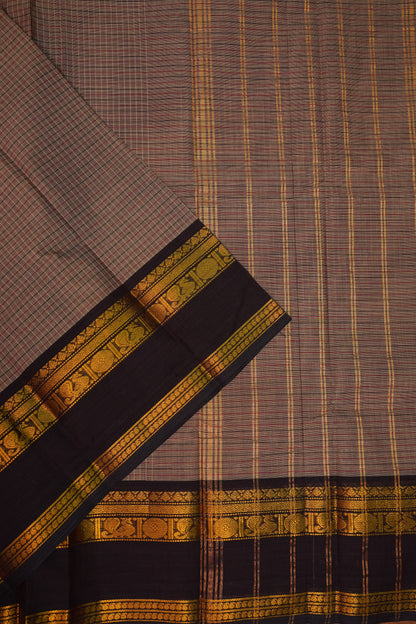 Pure Kanchi Cotton Saree with Traditional Zari Border – Beige & Maroon