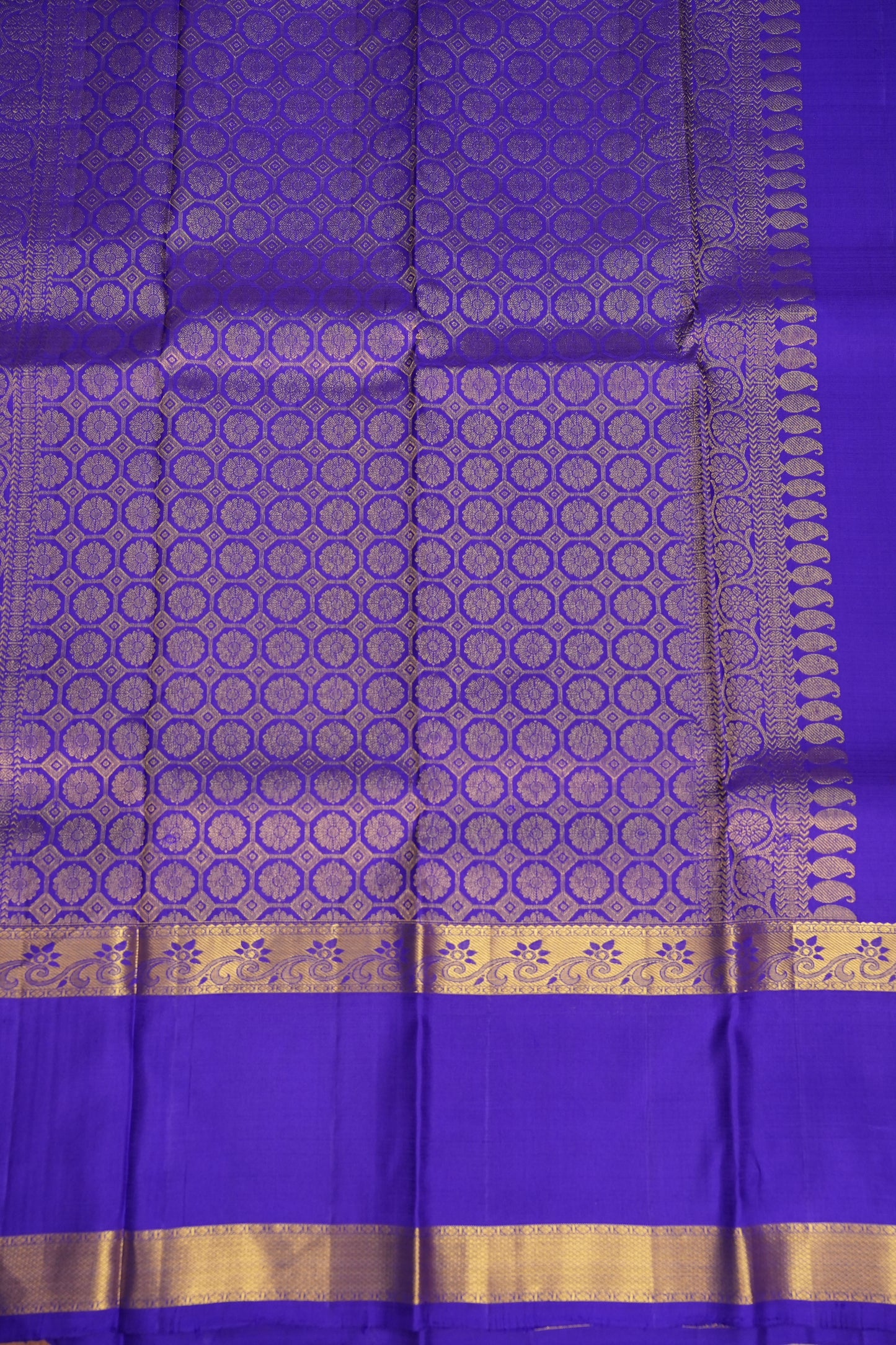 Mustard & Purple Pure Kanchipuram Silk Saree|Silk Mark Certified