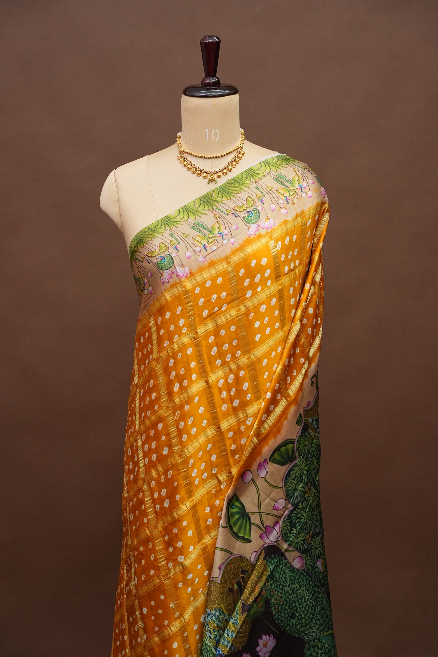 Subarnam's Exclusive Statement Saree – Pure Modal Silk Bandhani & Kalamkari Saree