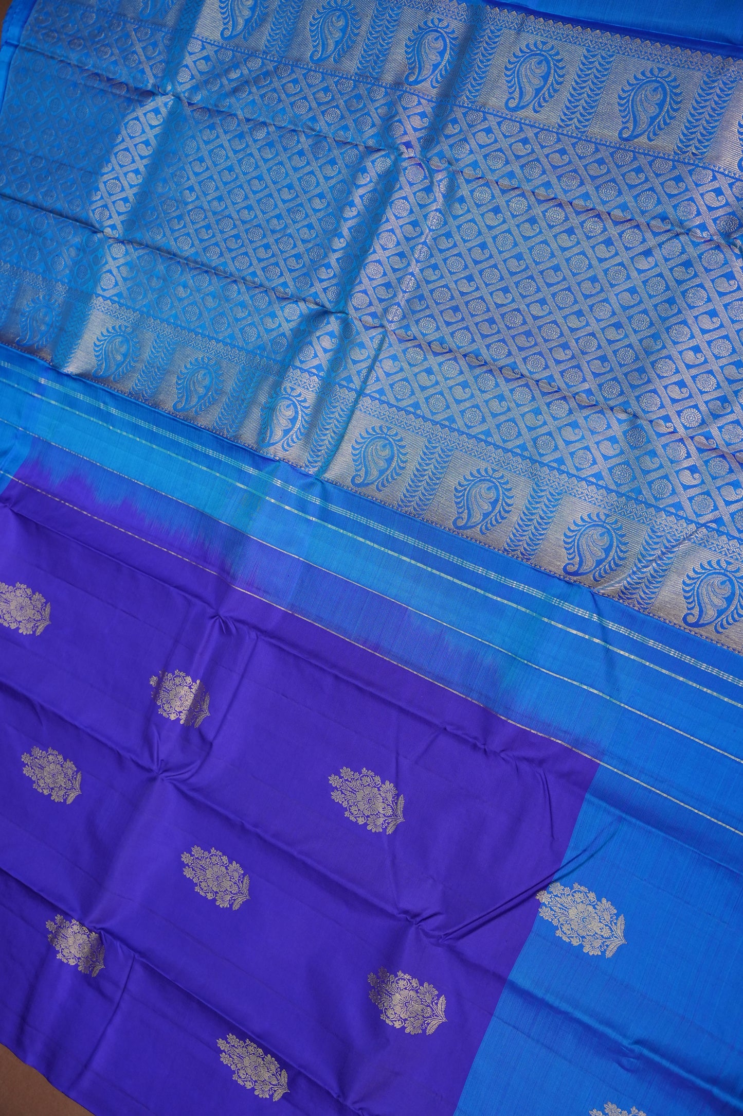 Royal Blue with Contrast Border Pure Kanchipuram Silk Saree|Silk Mark Certified