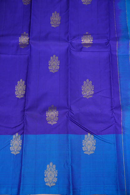 Royal Blue with Contrast Border Pure Kanchipuram Silk Saree|Silk Mark Certified
