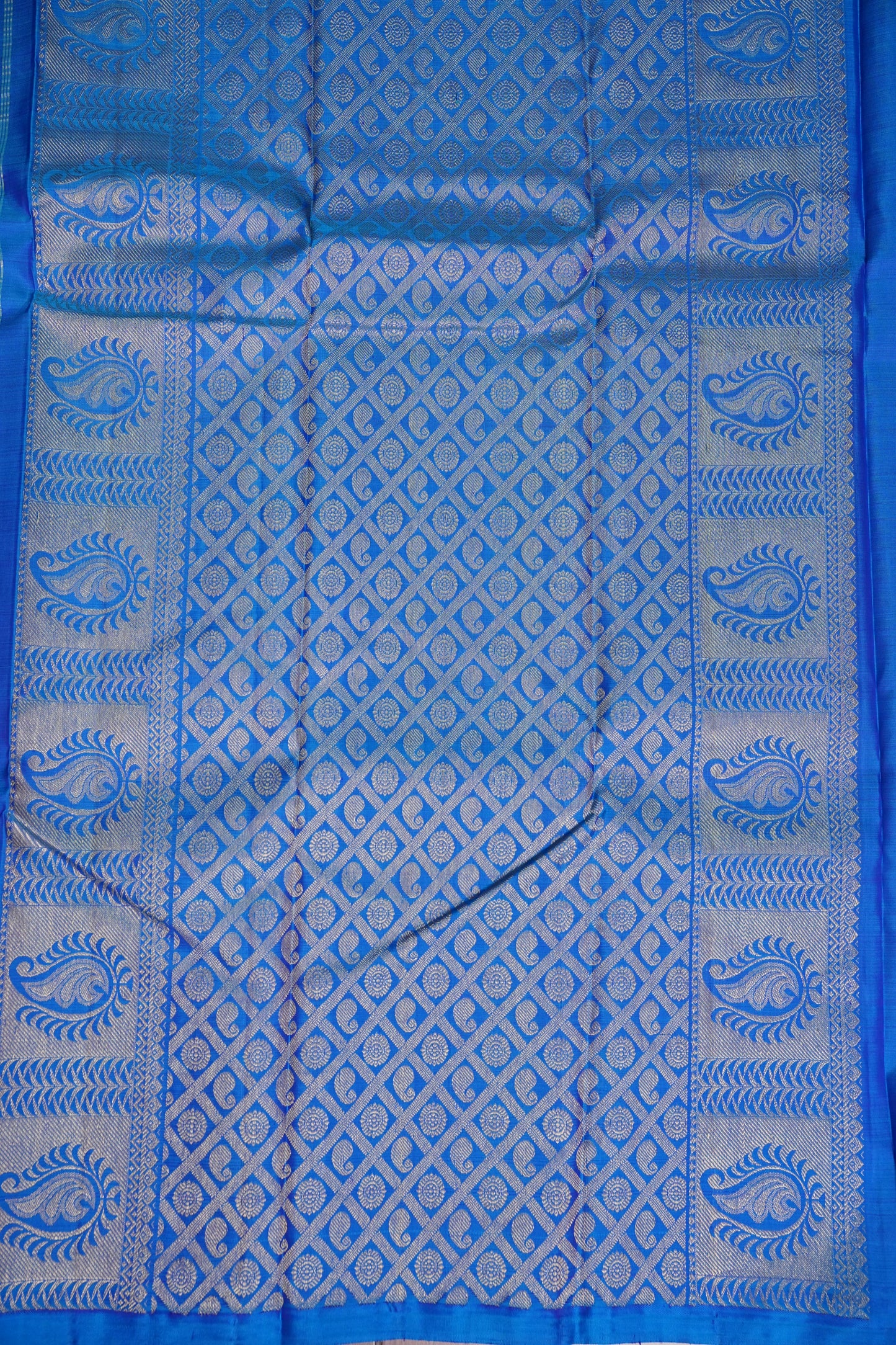 Royal Blue with Contrast Border Pure Kanchipuram Silk Saree|Silk Mark Certified