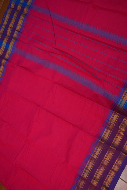 Pure Kanchi Cotton Saree with Traditional Zari Border – Rani Pink & Purple