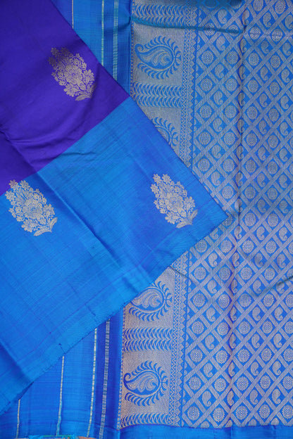 Royal Blue with Contrast Border Pure Kanchipuram Silk Saree|Silk Mark Certified
