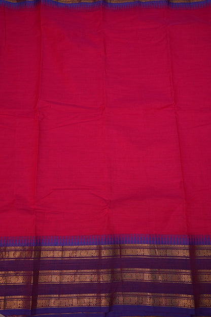 Pure Kanchi Cotton Saree with Traditional Zari Border – Rani Pink & Purple