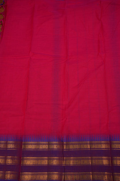 Pure Kanchi Cotton Saree with Traditional Zari Border – Rani Pink & Purple