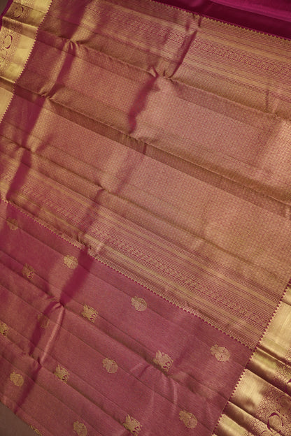 Bridal Deep Magenta & Gold Zari Pure Kanchipuram Silk Saree|Silk Mark Certified