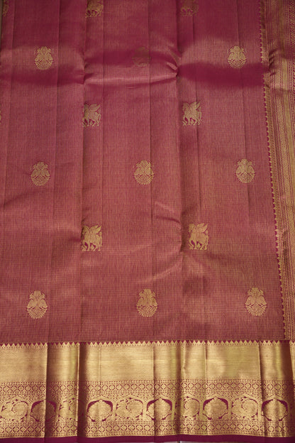 Bridal Deep Magenta & Gold Zari Pure Kanchipuram Silk Saree|Silk Mark Certified