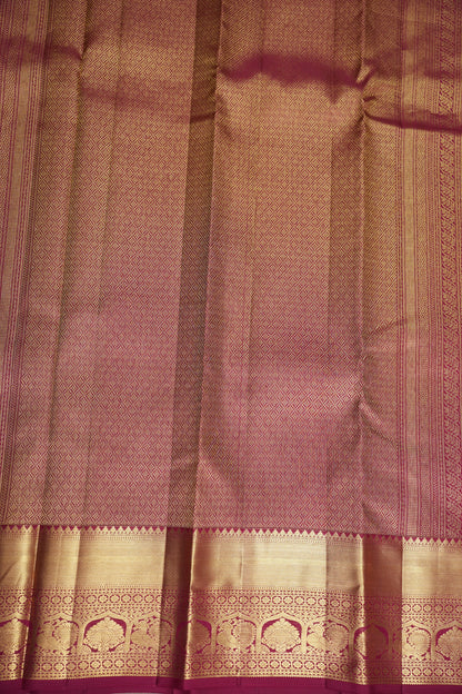 Bridal Deep Magenta & Gold Zari Pure Kanchipuram Silk Saree|Silk Mark Certified