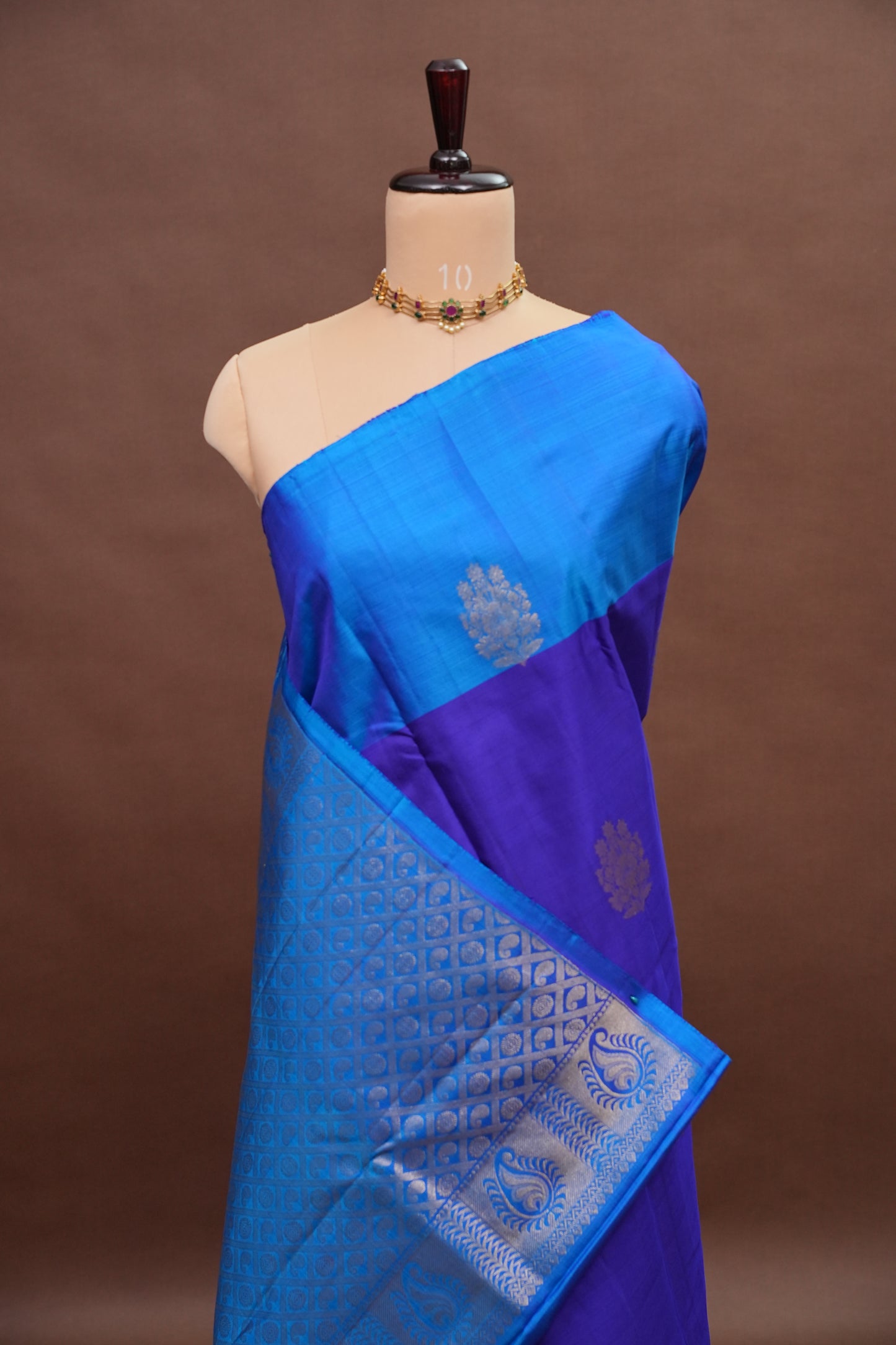 Royal Blue with Contrast Border Pure Kanchipuram Silk Saree|Silk Mark Certified