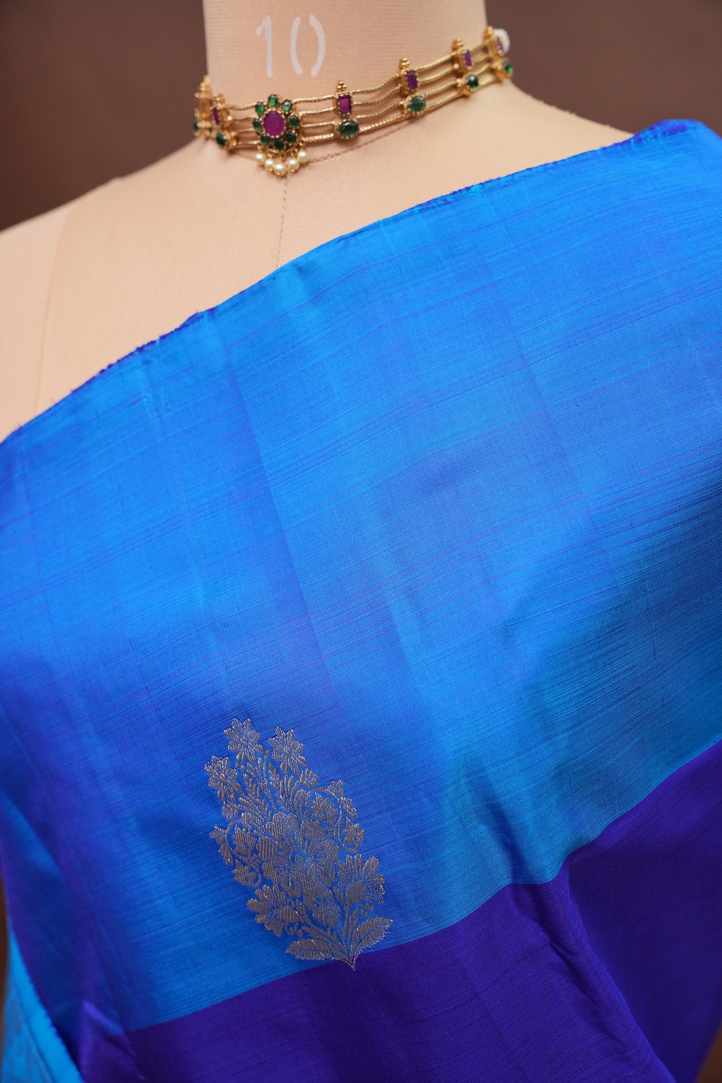 Royal Blue with Contrast Border Pure Kanchipuram Silk Saree|Silk Mark Certified