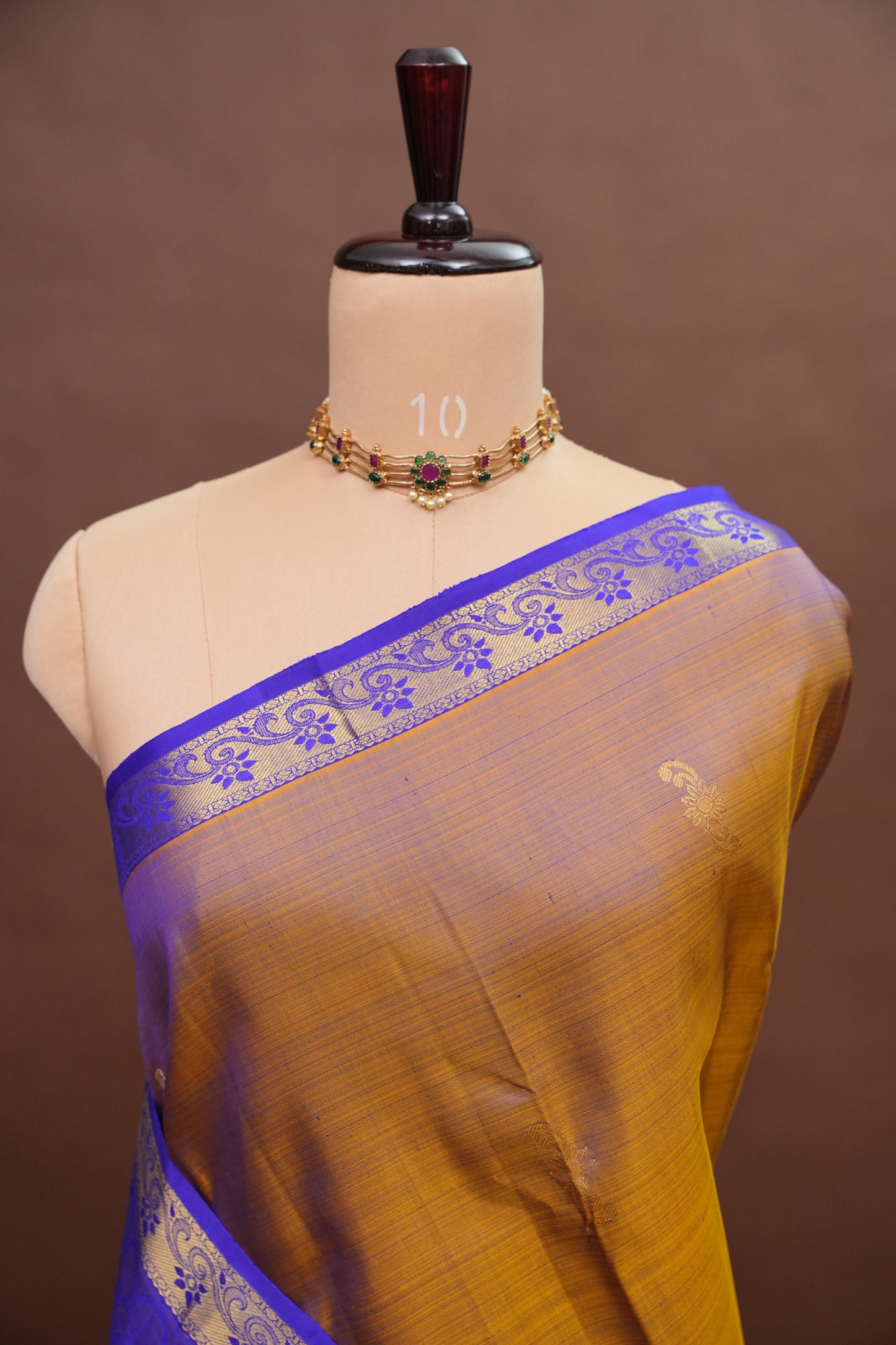 Mustard & Purple Pure Kanchipuram Silk Saree|Silk Mark Certified