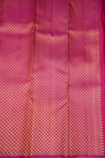 PURE KANCHIPURAM SILK PALLAM PALUM KATTAM SAREE – MULTICOLOUR CHECKS WITH PINK PALLU | SILK MARK CERTIFIED