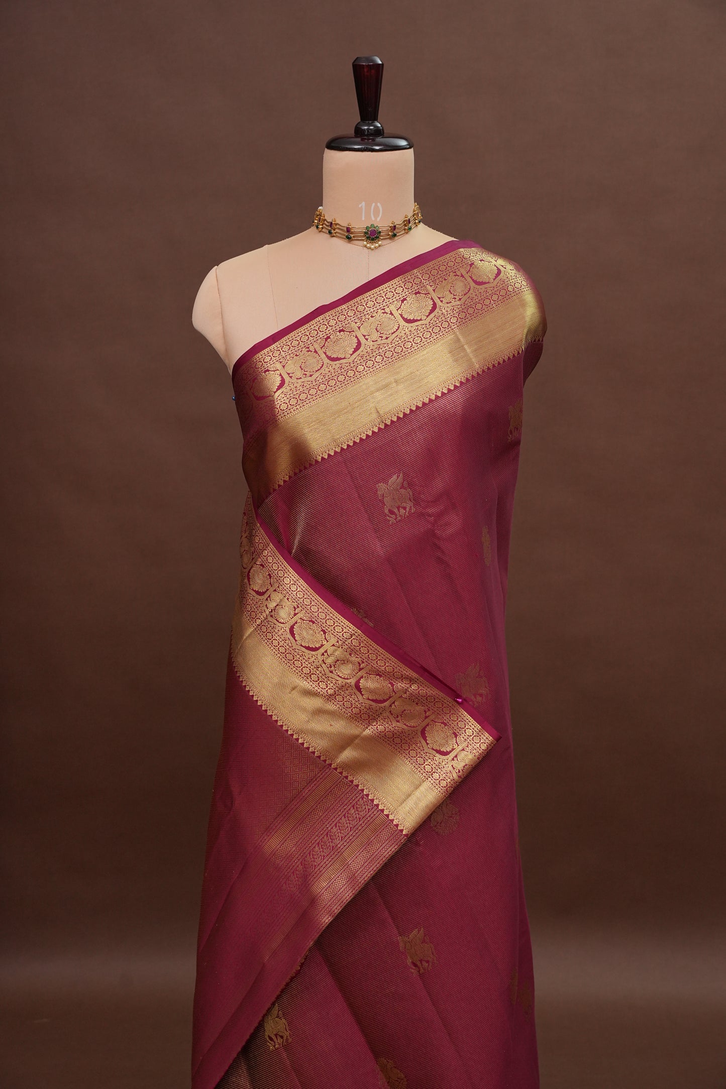 Bridal Deep Magenta & Gold Zari Pure Kanchipuram Silk Saree|Silk Mark Certified