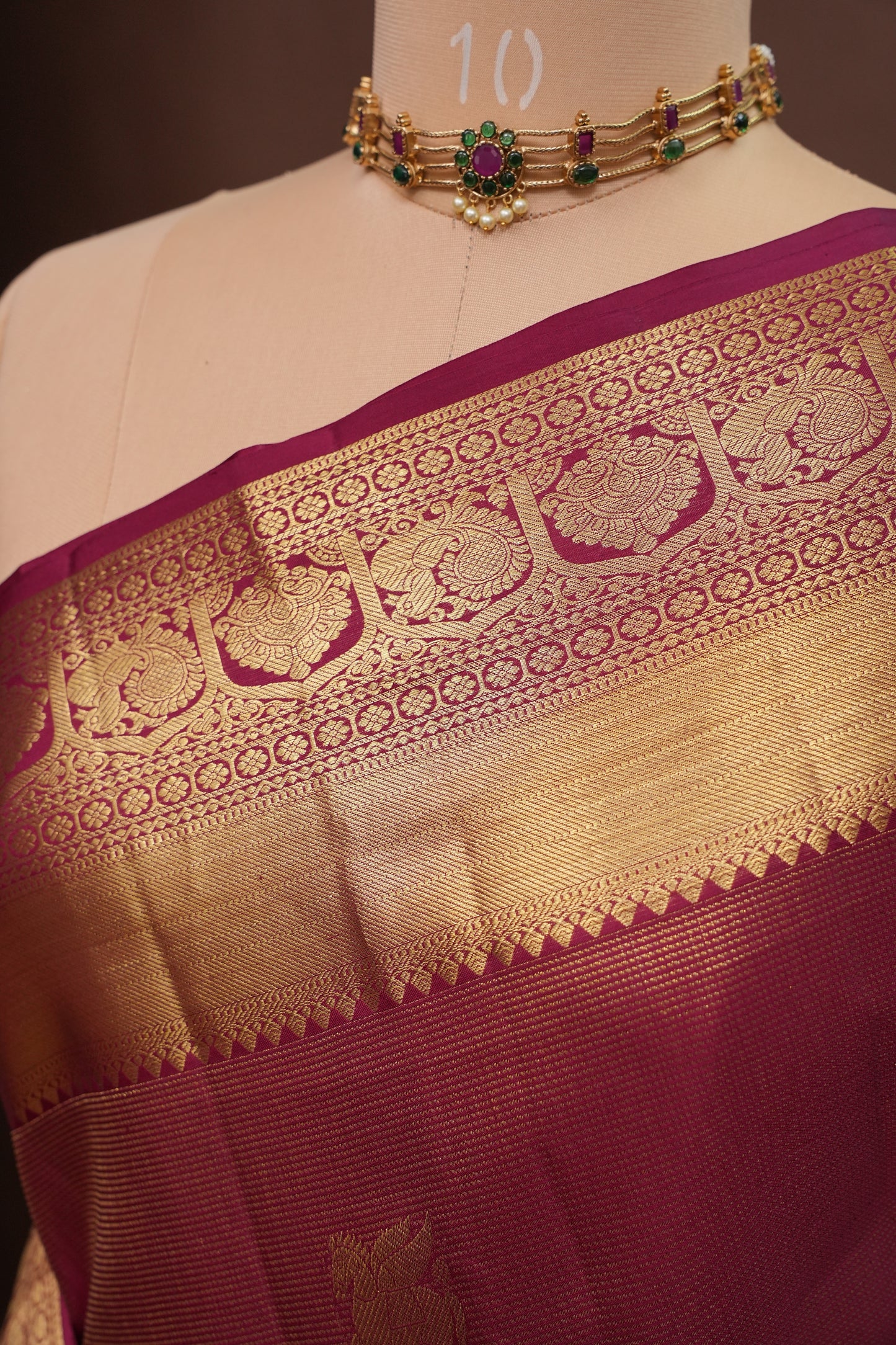 Bridal Deep Magenta & Gold Zari Pure Kanchipuram Silk Saree|Silk Mark Certified