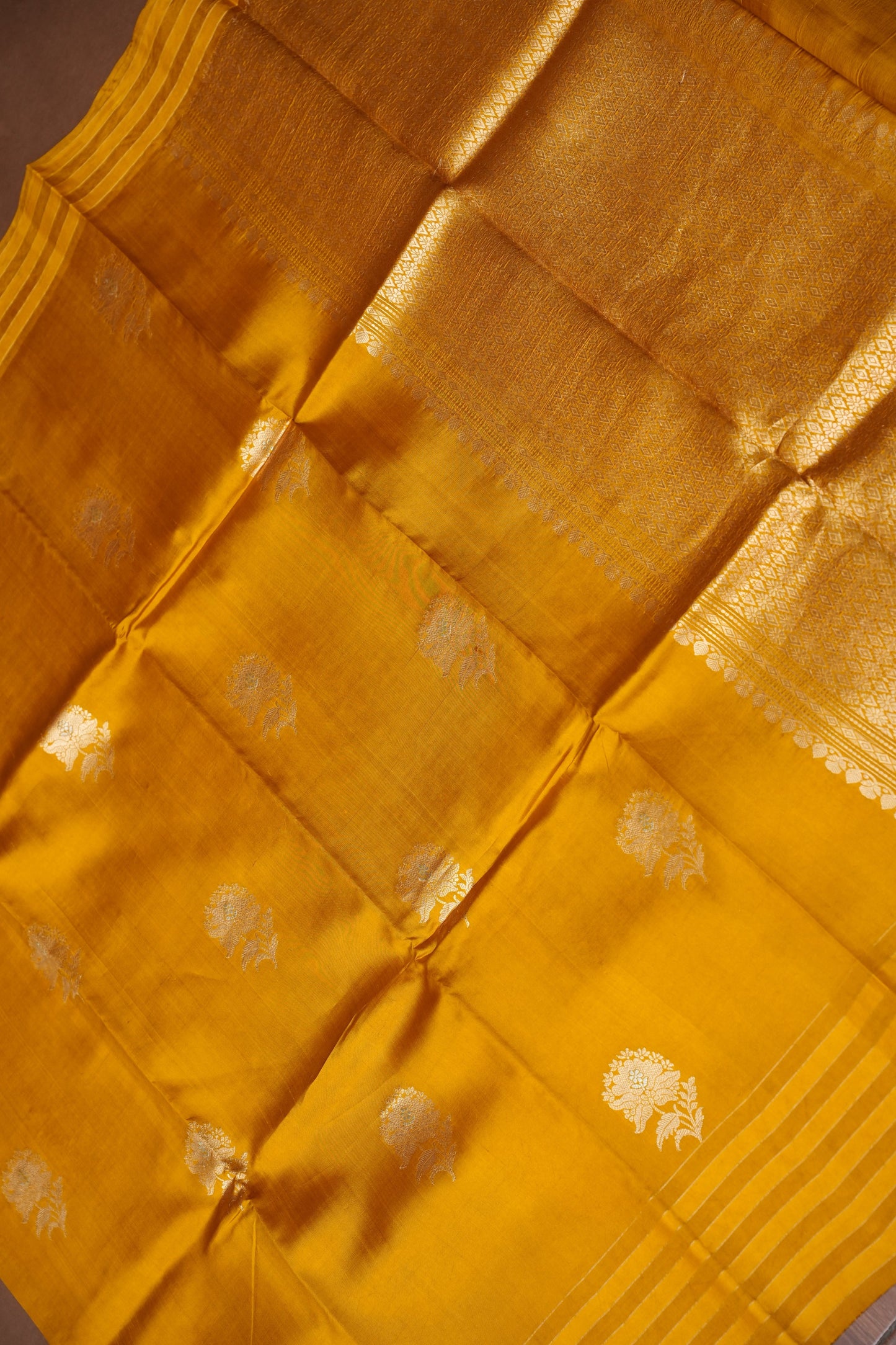 Pure Mango Silk Saree in Mustard | Silk Mark Certified