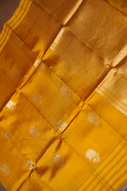 Pure Mango Silk Saree in Mustard | Silk Mark Certified