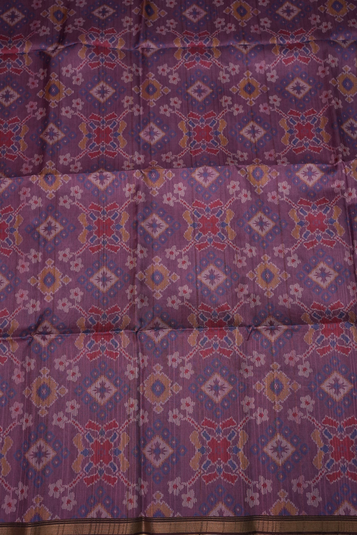 Semi Tussar Saree with Digital Patola Print & Piping Border – Mauve Purple
