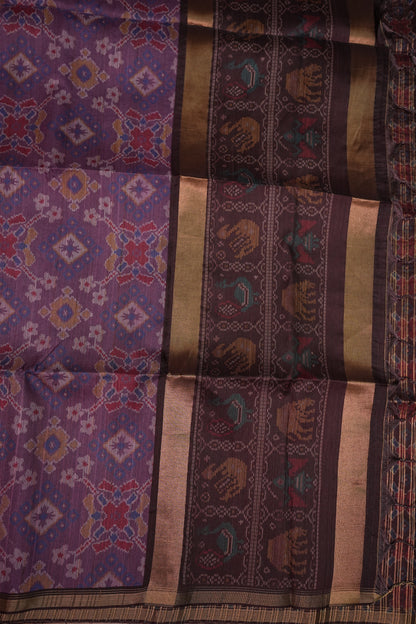 Semi Tussar Saree with Digital Patola Print & Piping Border – Mauve Purple