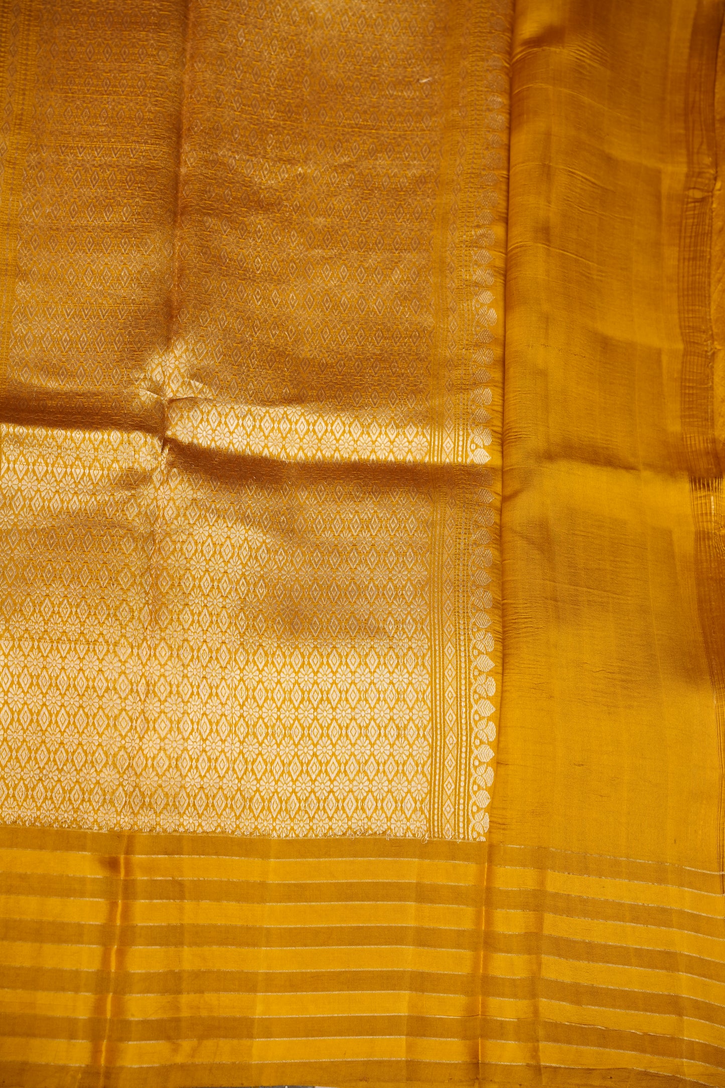 Pure Mango Silk Saree in Mustard | Silk Mark Certified