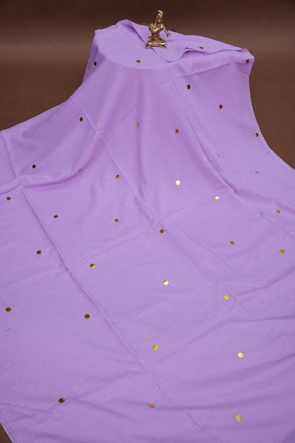 Mulmul Cotton Saree with Tassels - Lavender