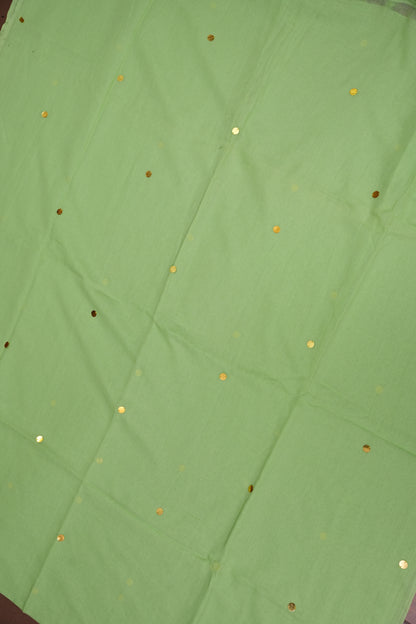 Mulmul Cotton Saree with Tassels - Pistachio Green
