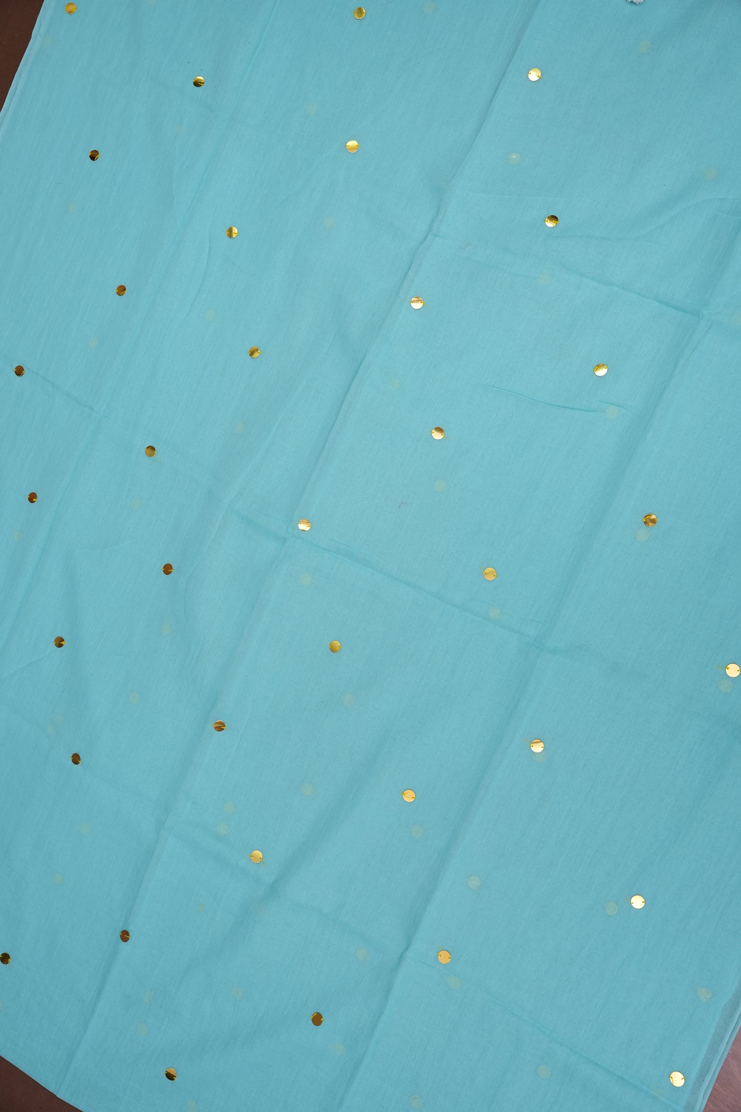 Mulmul Cotton Saree with Tassels - Sky Blue