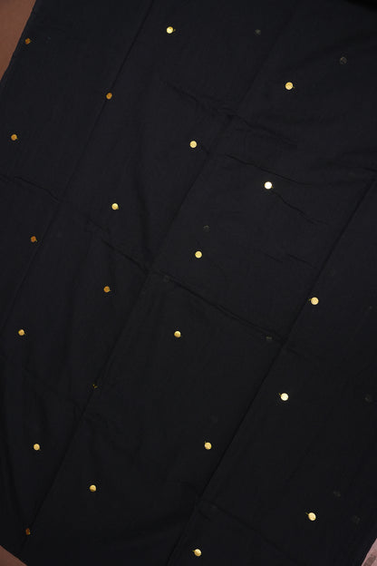 Mulmul Cotton Saree with Tassels - Black
