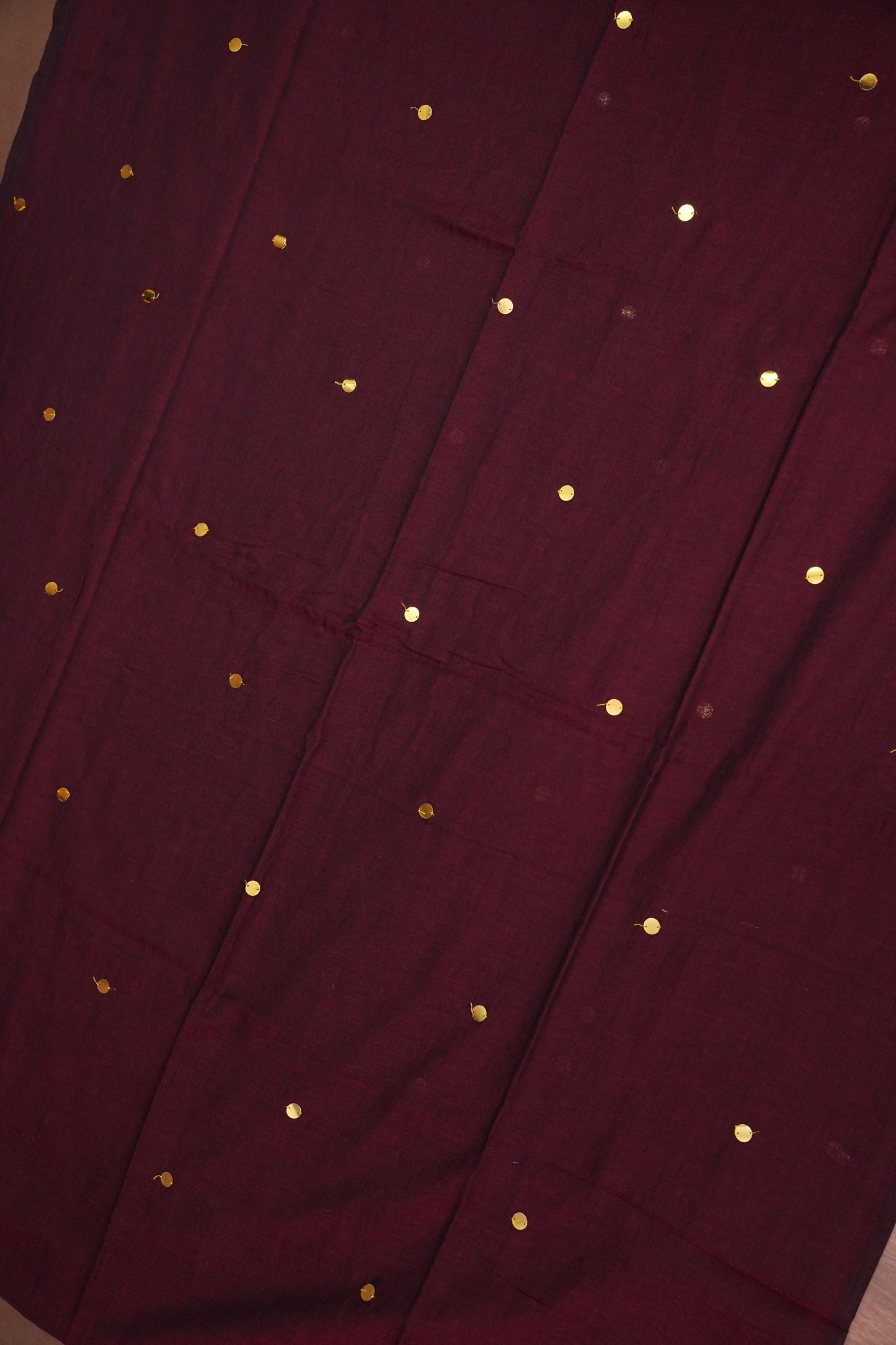 Mulmul Cotton Saree with Tassels - Maroon