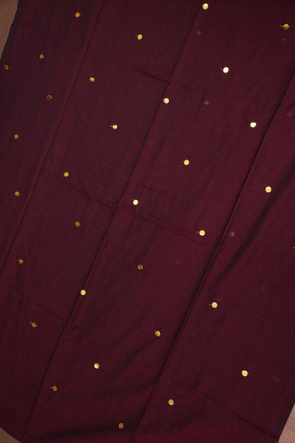 Mulmul Cotton Saree with Tassels - Maroon