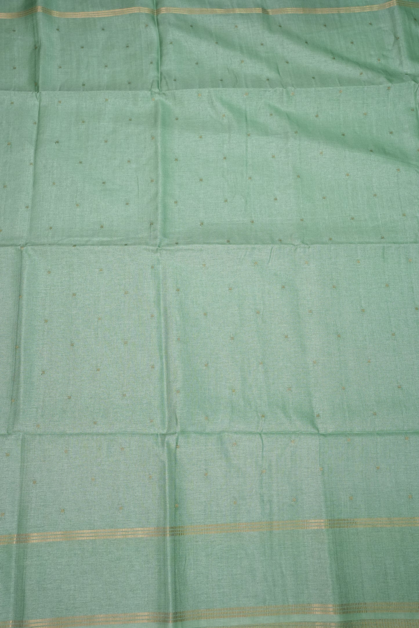 Semi Tussar Saree with Traditional Gap Border – Mint Green