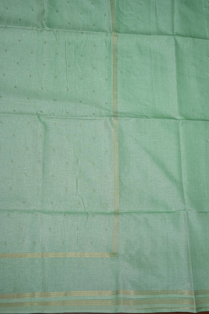 Semi Tussar Saree with Traditional Gap Border – Mint Green