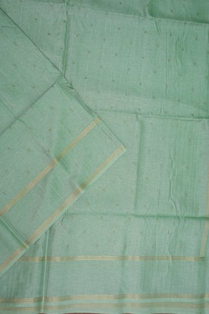 Semi Tussar Saree with Traditional Gap Border – Mint Green