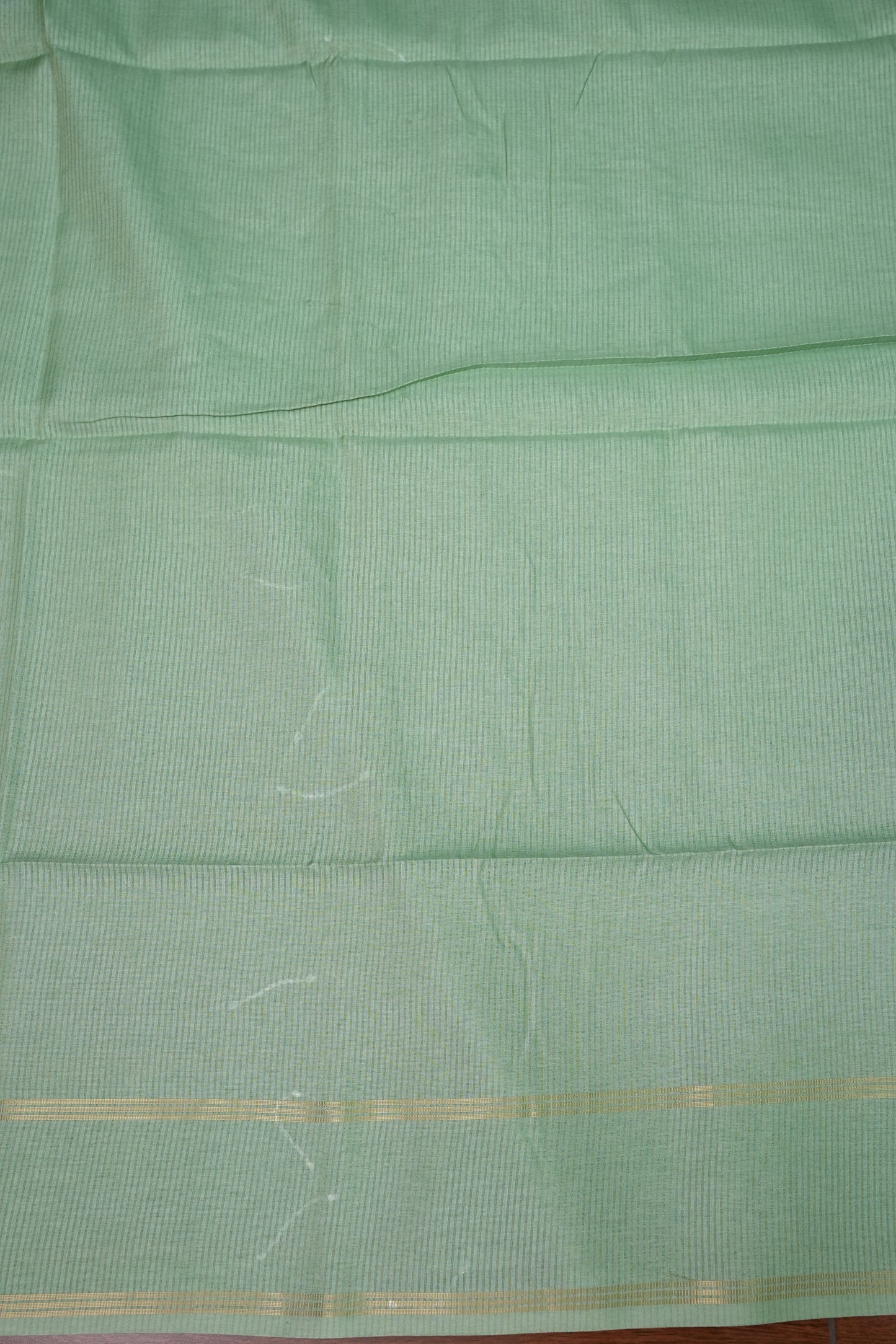 Semi Tussar Saree with Traditional Gap Border – Mint Green