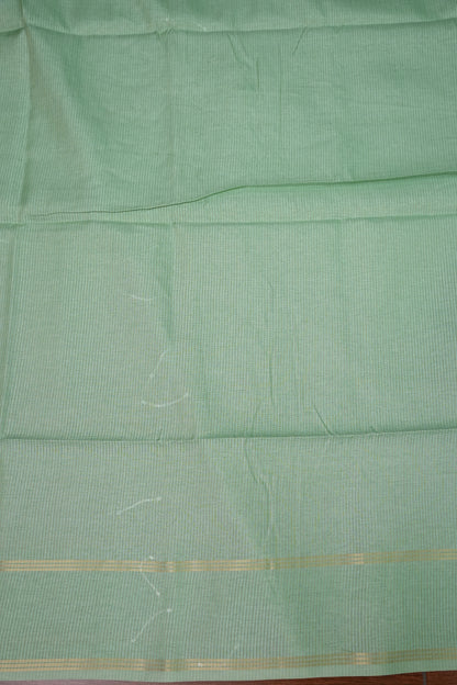 Semi Tussar Saree with Traditional Gap Border – Mint Green
