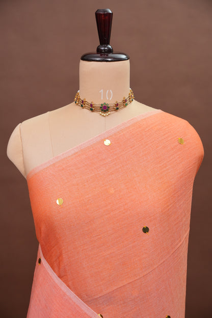 Mulmul Cotton Saree with Tassels - Sunset Orange