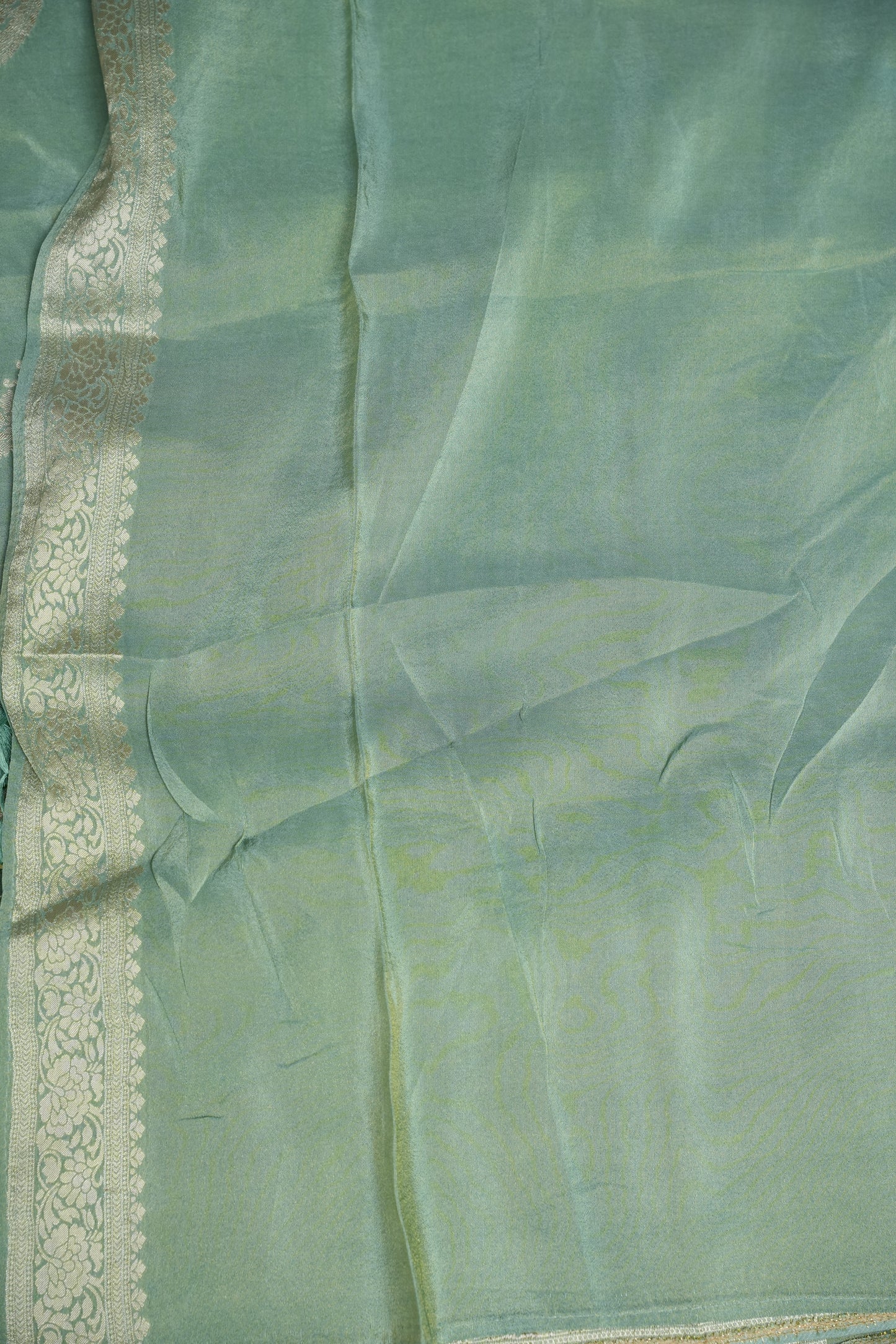 Mellow Tissue Banarasi Silk Saree in Sea Green Mist with Silver Zari