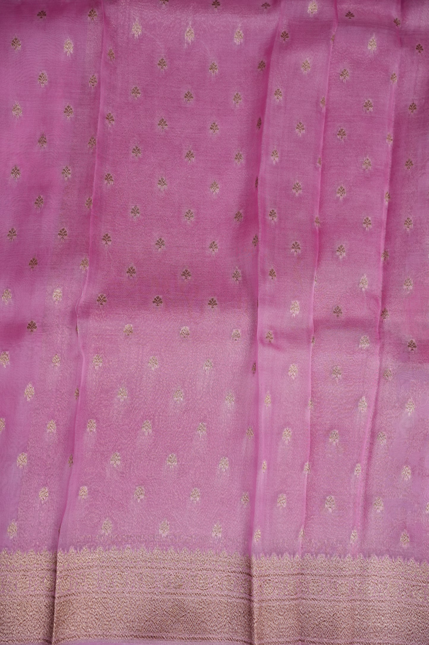 Pure Kora Banarasi Silk Saree in Blush Pink with Floral Jaal Weaving