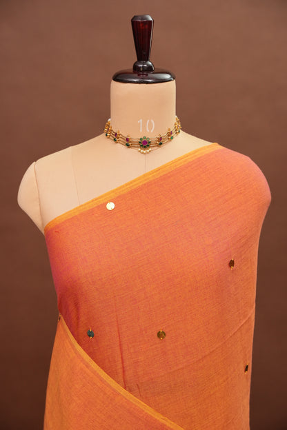 Mulmul Cotton Saree with Tassels - Peachy Orange