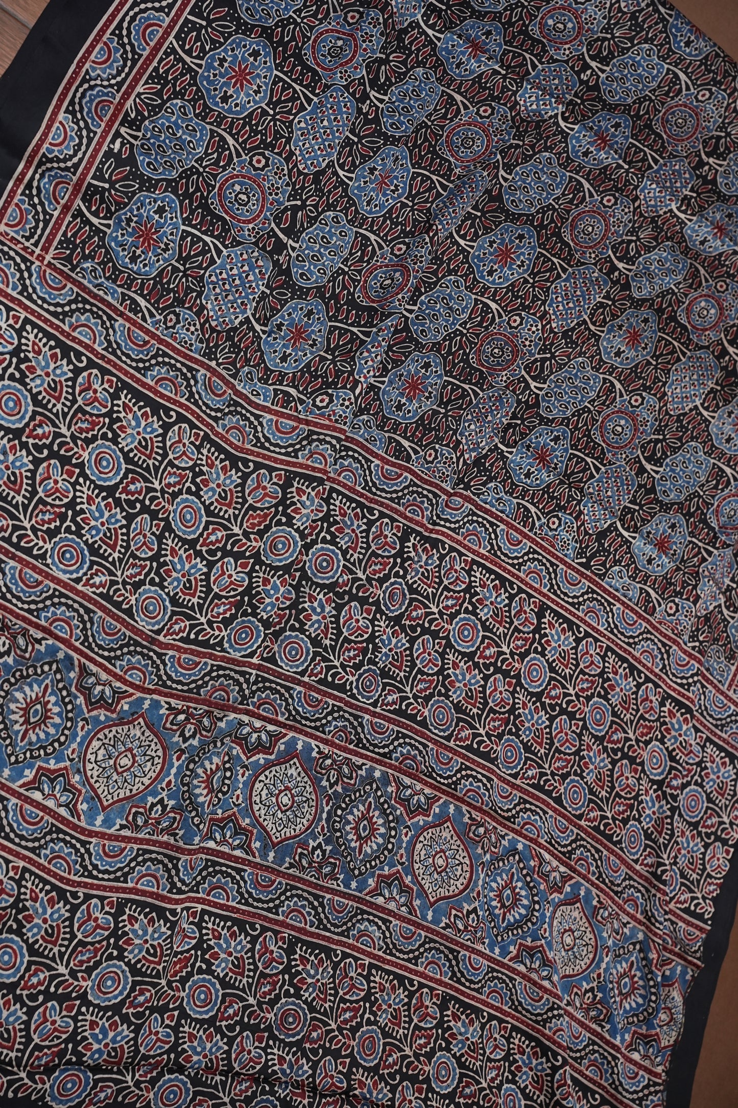 Pure Modal Silk Saree with Authentic Ajrakh Prints – Black